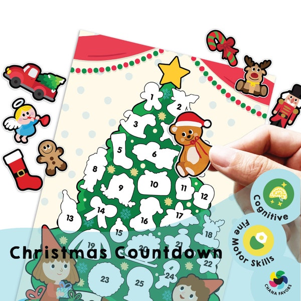 Weihnachts-Countdown zum Ausdrucken - Ornament-Matching-Challenge - Festliche Countdown-Aktivität