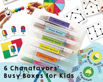 6 cajas de actividades de Chanafavors - PDF imprimible - Solo descarga - Juego de actividades divertidas para niños para el tiempo de juego / habilidades motoras finas, reconocimiento de colores