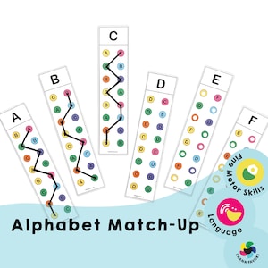 Coincidencia de letras del alfabeto en inglés: MAYÚSCULAS - PDF imprimible - Solo descarga - ¡Juego para mejorar la coordinación, las habilidades motoras y el reconocimiento de letras!