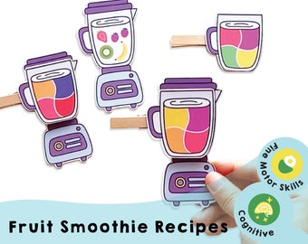 Fruit Smoothie Recipes -Printable preschool homeschool resources to help your child develop pre-reading skills and fine motor skills