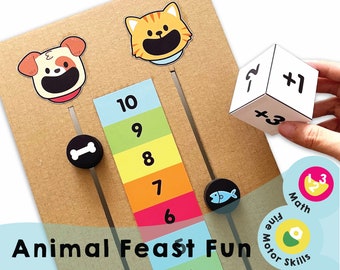 Animal Feast Math Game: Number & Dice Printable (PDF Download)