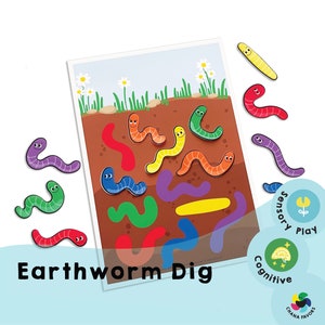 Earthworm Dig - Printable PDF - Download Only - Preschool Game to Help Your Child Calm Down, Focus, and Stimulate Their Senses
