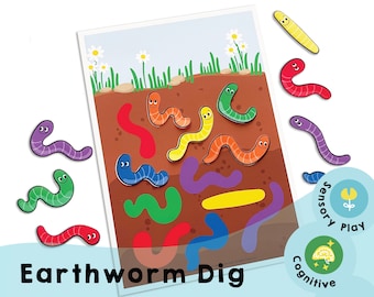 Earthworm Dig - Printable preschool games to help your child calm down, focus on what is in front of them and stimulate their senses