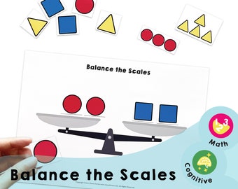 Balance the Scales -Printable math games to help players think logically and understand the concepts of addition, subtraction and equations