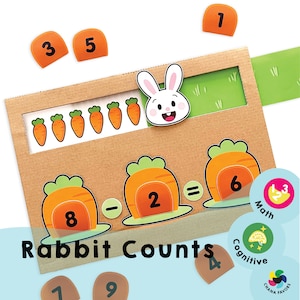 Rabbit Counts Printable - Magical Math Play - Enhance counting skills and make math fun with this addition and subtraction activity.