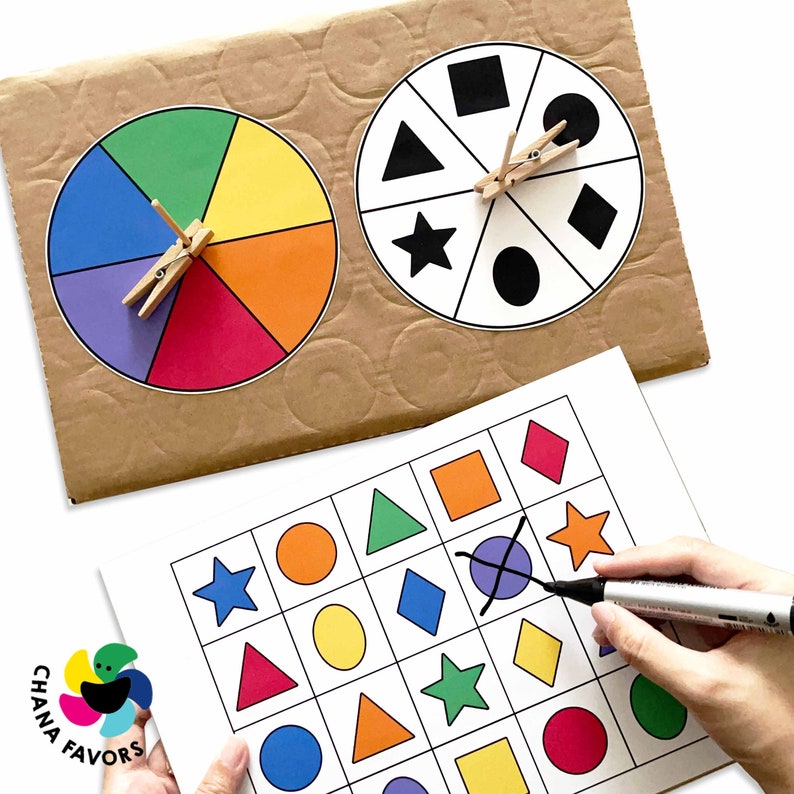 Color Shape Spin Printable PDF Fun Games for Kids and Anyone Enhance