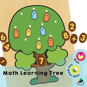 Árbol de aprendizaje de matemáticas - PDF imprimible - Solo descarga - Recurso para niños - Mejore el reconocimiento de números, los conceptos matemáticos básicos y ¡diviértase!