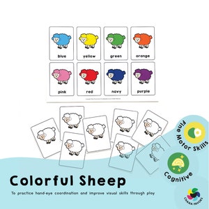 Colorful Sheep Activity: Hand-Eye Coordination Preschool Printable (PDF)