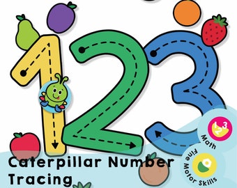 Caterpillar Number Tracing - Preschool Printable for Counting, Writing, and Number Connection