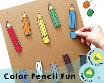 Color Pencil Matching Game: Fine Motor Skills Activity (Digital Download)