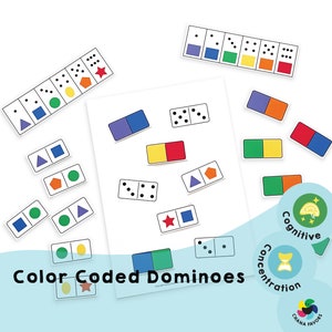 Color & Shape Dominoes: Kids Printable Game (PDF Download)