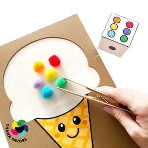 Pom Pom Ice Cream Game: Color Matching Fine Motor Skills (printable PDF ...