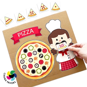 Pizza Counting Printable Pre-Math Activity Fine Motor and Number Recognition Skills through Creative Play for Kids image 3