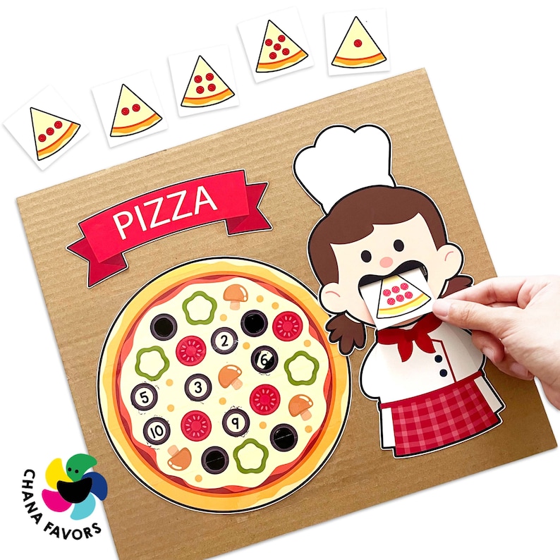 Pizza Counting Printable Pre-Math Activity Fine Motor and Number Recognition Skills through Creative Play for Kids image 3