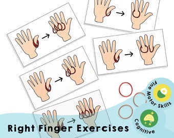 Esercizi per il dito destro - Attività stampabili di motricità fine per stimolare il cervello a far lavorare le dita ed esercitare i muscoli delle dita.