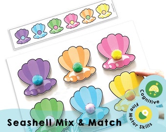 Mix and Match stampabile di conchiglie - Attività coinvolgente per giochi fantasiosi di mix and match e sviluppo cognitivo!