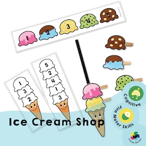 Ice Cream Shop Printable Interactive Game for Kids to Develop Essential Skills Perfect for Parents, Teachers, and Caregivers image 1