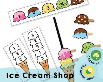 Ice Cream Shop Printable - Interactive Game for Kids to Develop Essential Skills - Perfect for Parents, Teachers, and Caregivers