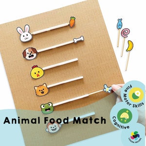 Tierisches Essen Memory-Spiel: Feinmotorische Aktivität (druckbare PDF)
