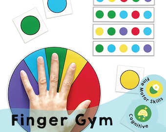 Gimnasia de dedos imprimible: Reconocimiento de colores y coordinación ojo-mano (Descargar PDF)
