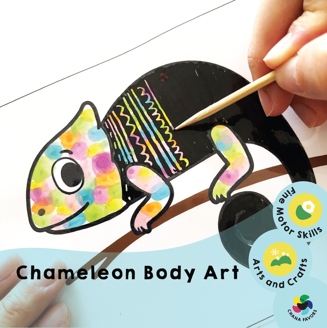 Chameleon Art Printable: DIY Craft Templates for Kids (PDF Download) - Etsy