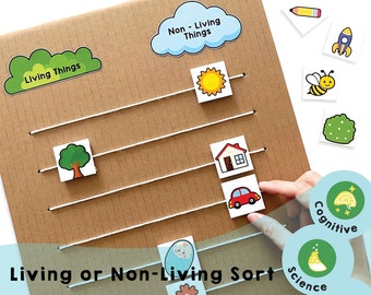 Living or Non-Living Sort Printable - Nature Learning Game for Kids. Develop sorting skills and early science understanding.