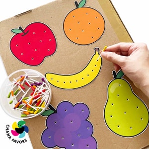 Pick and Match Fruit Fun Printable Develop Fine Motor Skills & Color Recognition Educational Game for Kids zdjęcie 4