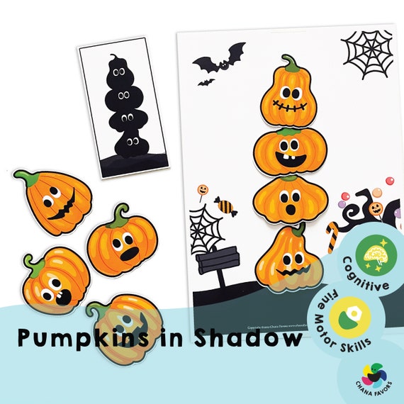 Pumpkin Shadow Matching Game: Halloween Preschool Activity (PDF Download)