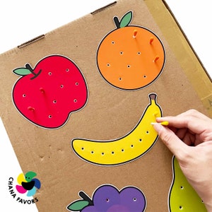 Pick and Match Fruit Fun Printable Develop Fine Motor Skills & Color Recognition Educational Game for Kids zdjęcie 5