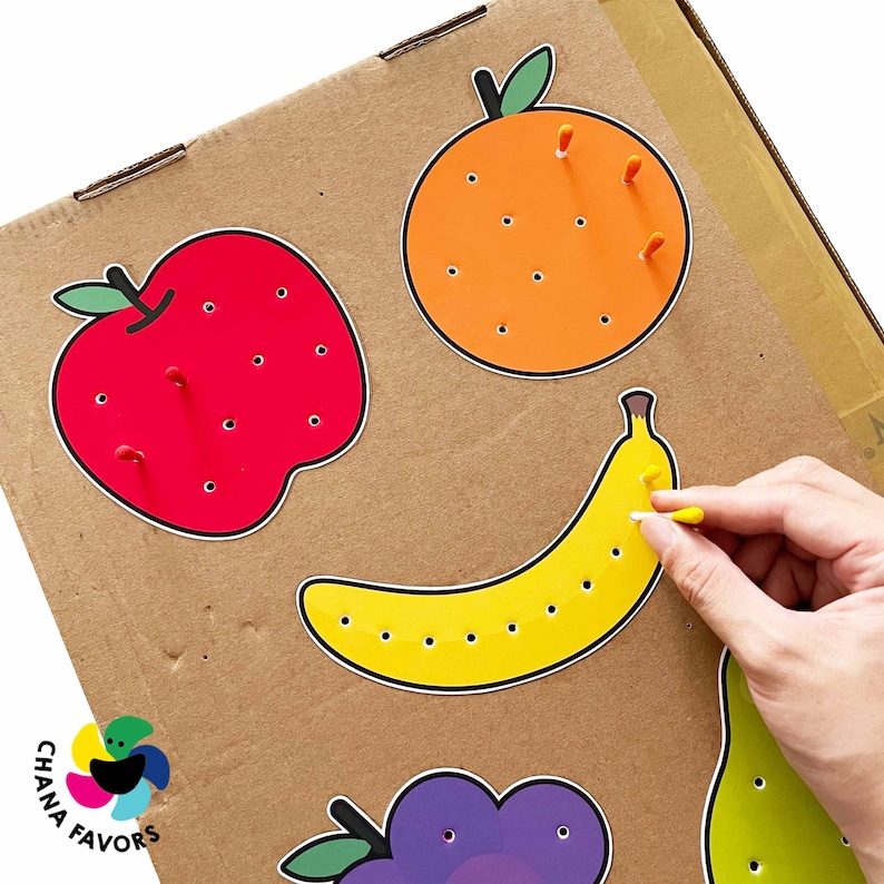 Pick and Match Fruit Fun Printable Develop Fine Motor Skills & Color Recognition Educational Game for Kids zdjęcie 5