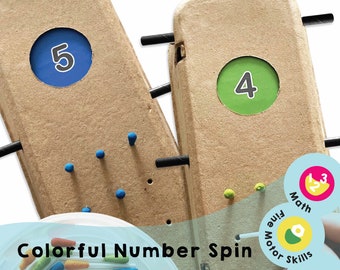Colorful Number Spin - Strengthen number recognition and Fine Motor Development - Educational Printable Activity for Kids