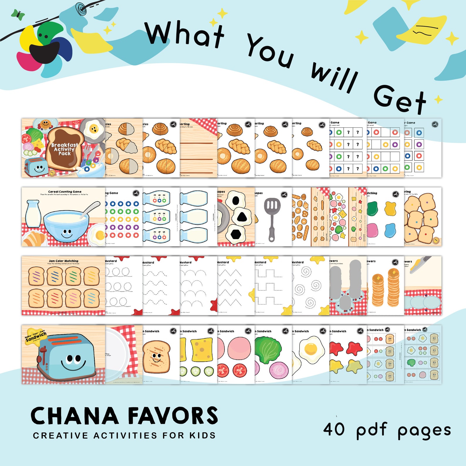 Breakfast Activity Pack: Math, Shapes & Colors (printable PDF) - Etsy