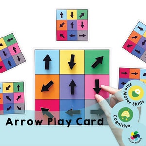 Tarjeta de juego con flechas: PDF imprimible: solo descarga: ¡actividad educativa divertida para niños! Mejore las habilidades motoras finas y cognitivas a través del juego