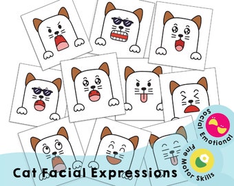 Cat Facial Expressions - Printable preschool resources to get kids thinking about facial expressions as the first step in learning emotions