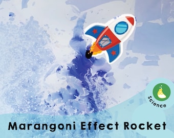 Marangoni Effect Rocket -Printable kids activity to instill a love of learning science showing the surface tension forces in exciting motion