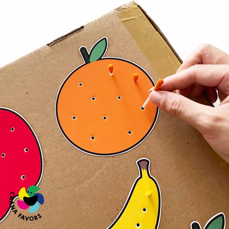 Pick and Match Fruit Fun Printable Develop Fine Motor Skills & Color Recognition Educational Game for Kids zdjęcie 3