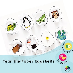 Tear the Paper Eggshells - Printable preschool activities to help your child strengthen hand and finger muscles for fine motor skills