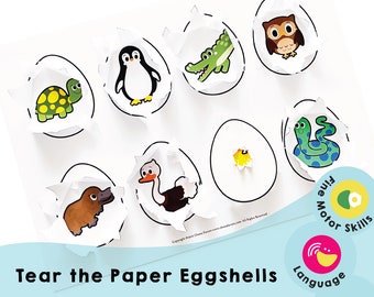 Strappa i gusci d'uovo di carta - Attività prescolari stampabili per aiutare il tuo bambino a rafforzare i muscoli delle mani e delle dita per le capacità motorie