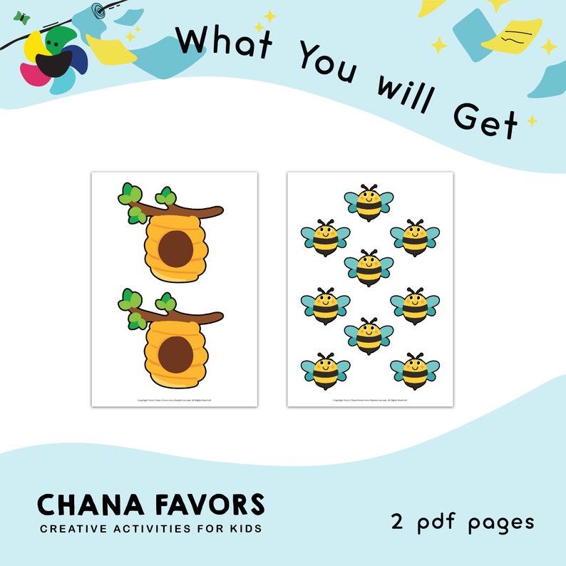Bees to Beehive Printable preschool kids activity, great homeschool resources for concentration and training hand and eye coordination image 2
