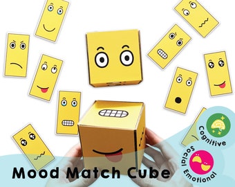 Gioco stampabile Mood Match Cube - Migliora le capacità cognitive e l'intelligenza emotiva con divertenti attività di apprendimento