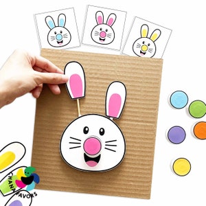 Rabbit Roll & Match Printable Fun Fine Motor Skill Activity Color Matching Game for Kids, Instant Download zdjęcie 5