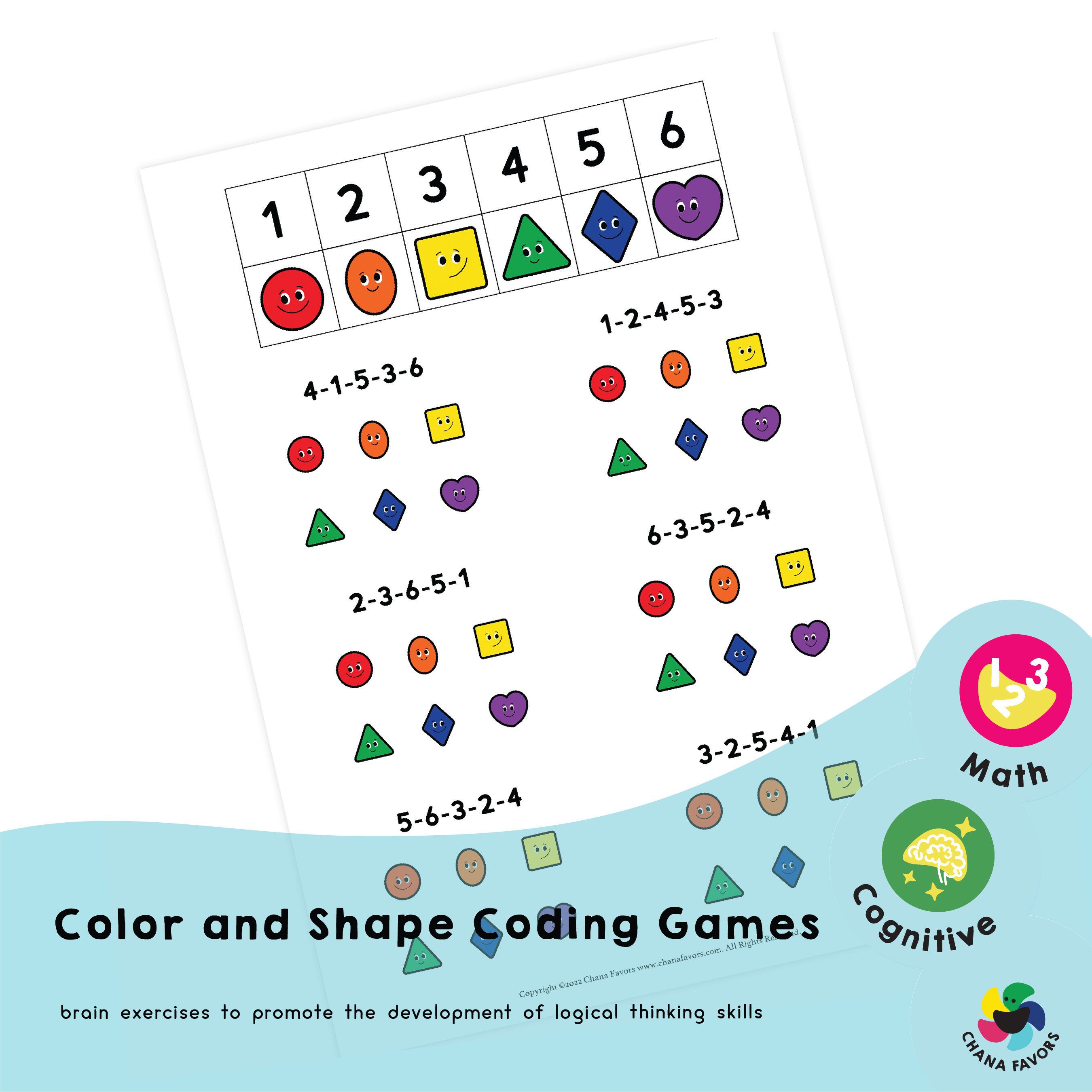 Giochi di codifica di forme e colori Fogli di lavoro scolastici homeschool  stampabili 3 in 1 per promuovere lo sviluppo delle capacità di pensiero  logico -  Italia