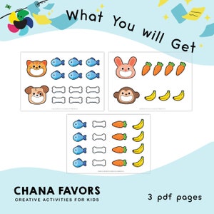 Feed the Animals Printable homeschool sensory play activity to help your child enhance their ability to see and touch through experience 画像 2