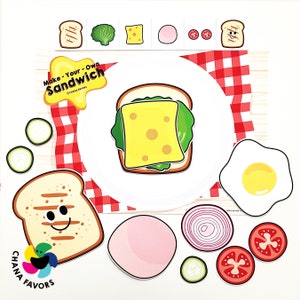 Make-Your-Own Sandwich Printable kids activity to train the brain to notice details, match and memorize sequences and foster imagination zdjęcie 3