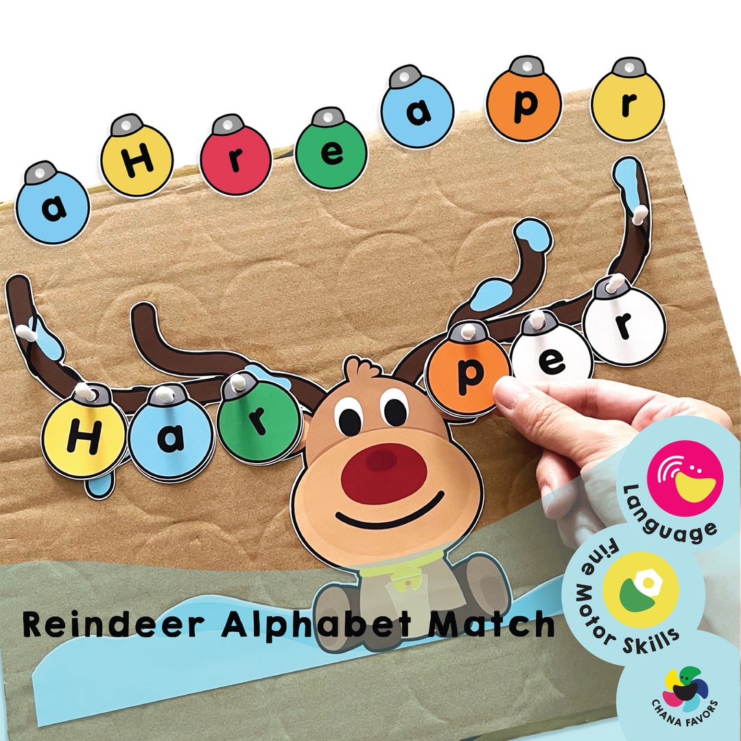 Reindeer Alphabet Match Printable With Uppercase and Lowercase Etsy UK