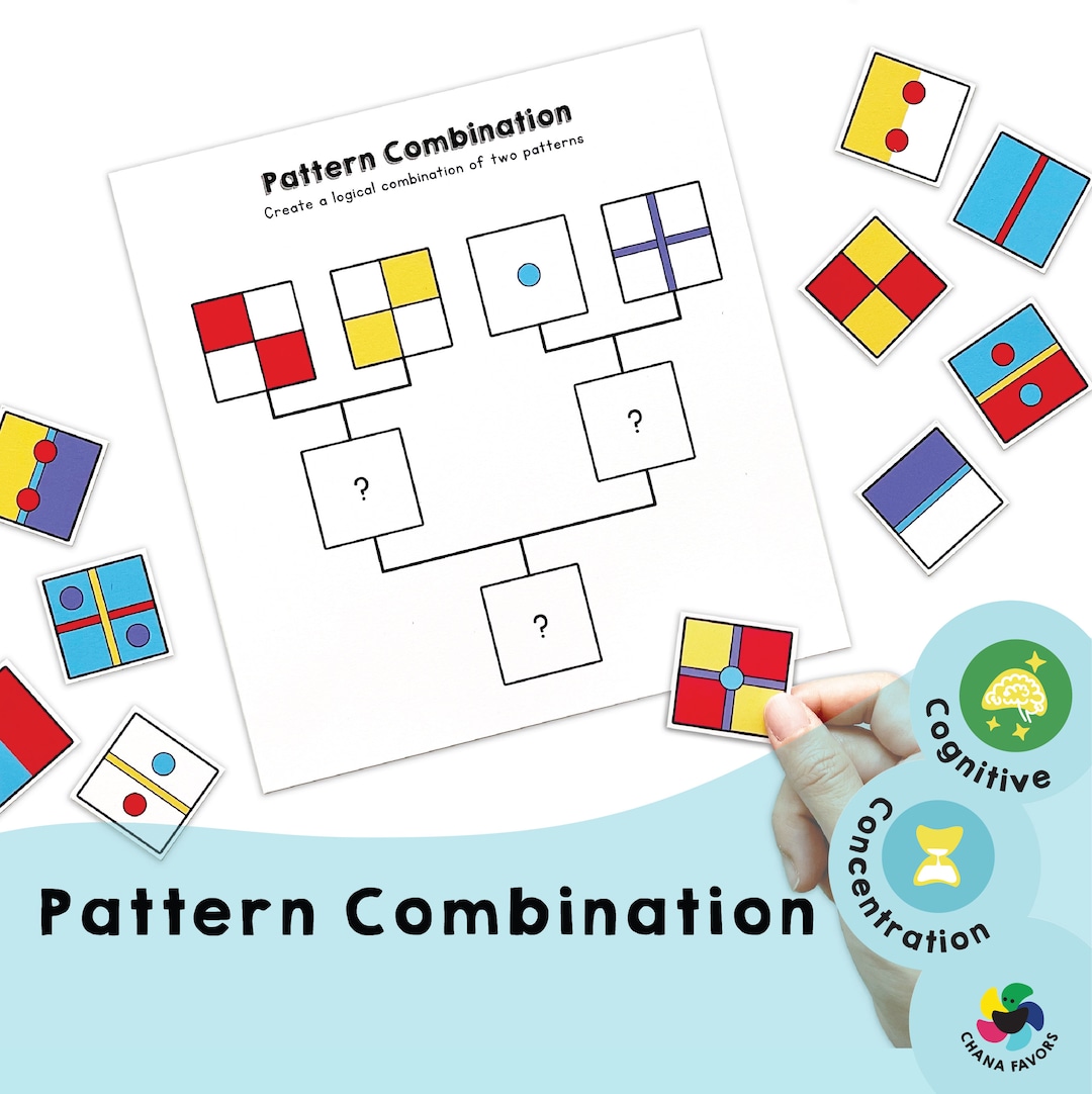Pattern Combination printable Brain Game to Create Logical Combinations ...