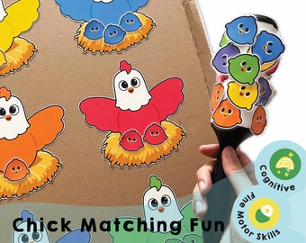 Chick Matching Fun Printable - Boost Fine Motor and Cognitive Skills - Educational Learning Through Play - Instant Download - Kids Activity