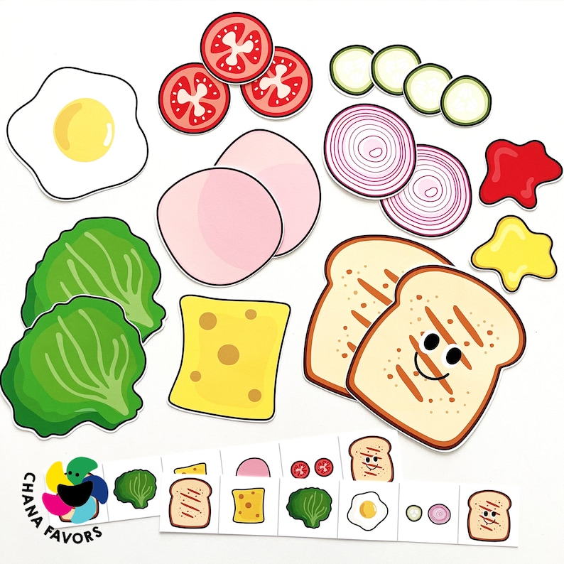 Make-Your-Own Sandwich Printable kids activity to train the brain to notice details, match and memorize sequences and foster imagination zdjęcie 4