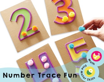 Number Trace Fun Printable - Fine Motor Skills Development for Early Learners - Preschool for Counting, Writing, and Number Connection