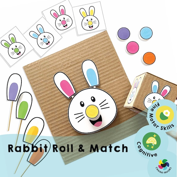 Rabbit Color Matching Game: Fine Motor Skills Activity (Printable PDF)